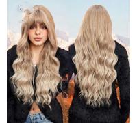 Parrucca sintetica Parrucche lunghe bionde bionde ondulate con frangia Festa cosplay quotidiana USA Resistente al calore per donne-BL8239-12-28 pollici-CINA-1 PC