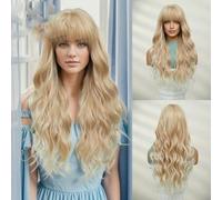 Parrucca sintetica Parrucche lunghe bionde bionde ondulate con frangia Festa cosplay quotidiana USA Resistente al calore per donne-BL8248-6-28 pollici-CINA-1 PC