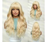 Parrucca sintetica Parrucche lunghe bionde bionde ondulate con frangia Festa cosplay quotidiana USA Resistente al calore per donne-BL8248-3-28 pollici-CINA-1 PC