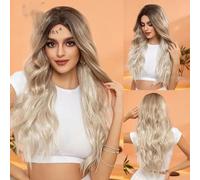 Parrucca sintetica Parrucche lunghe bionde bionde ondulate con frangia Festa cosplay quotidiana USA Resistente al calore per donne-BL8146-1-28 pollici-CINA-1 PC