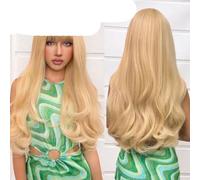 Parrucca sintetica Parrucche lunghe bionde bionde ondulate con frangia Festa cosplay quotidiana USA Resistente al calore per donne-WL1010-1-28 pollici-CINA-1 PC