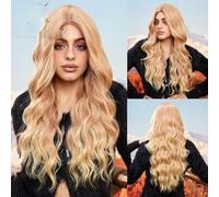 Parrucca sintetica Parrucche lunghe bionde bionde ondulate con frangia Festa cosplay quotidiana USA Resistente al calore per donne-BL8243-1-28 pollici-CINA-1 PC