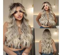 Parrucca sintetica Parrucche lunghe bionde bionde ondulate con frangia Festa cosplay quotidiana USA Resistente al calore per donne-BL2102-1-28 pollici-CINA-1 PC