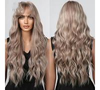 Parrucca sintetica Parrucche lunghe bionde bionde ondulate con frangia Festa cosplay quotidiana USA Resistente al calore per donne-BL1045-1-28 pollici-CINA-1 PC