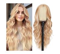 Parrucca sintetica Parrucche sintetiche for feste resistenti al calore, stile classico elegante, parte centrale lunga, parrucca di colore biondo misto Ombre for ragazze e signore Parrucca Cosplay(Colo