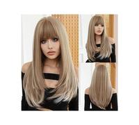 Parrucca sintetica Parrucche sintetiche Ombre bionde marroni con frangia Parrucca lunga diritta for le donne Cosplay Fibra ad alta temperatura for capelli finti naturali Parrucca Cosplay(Color:LC2163-