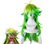 Parrucca sintetica per capelli Detentionhouse Nanbaka Niko No.25 verde giallo Ombre Cosplay Parrucca per capelli sintetici lunghi 80 cm ricci in fibra di ricci
