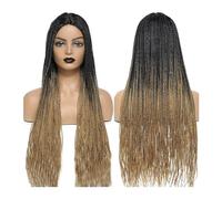 Parrucca sintetica Perruque Tresses Africaines femmes Box Crochet Trecce Parrucche Perruque Fatte a mano Intrecciato Capelli Sintetici Trecce Parrucche Parrucca Cosplay(Color:1B 27 Color)