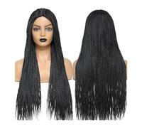 Parrucca sintetica Perruque Tresses Africaines femmes Box Crochet Trecce Parrucche Perruque Fatte a mano Intrecciato Capelli Sintetici Trecce Parrucche Parrucca Cosplay(Color:1B Color)