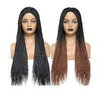 Parrucca sintetica Perruque Tresses Africaines femmes Box Crochet Trecce Parrucche Perruque Fatte a mano Intrecciato Capelli Sintetici Trecce Parrucche Parrucca Cosplay(Color:1B 30 Color)