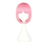 Parrucca sintetica resistente al calore corta ondulata per costume da cartone animato ruolo cosplay studentessa parrucchino-rosa-12 POLLICI
