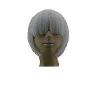 Parrucca sintetica resistente al calore corta ondulata per costume da cartone animato ruolo cosplay studentessa parrucchino-BIANCO-12 POLLICI
