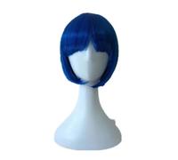 Parrucca sintetica resistente al calore corta ondulata per costume da cartone animato ruolo cosplay studentessa parrucchino-blu-12 POLLICI
