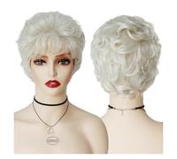 Parrucca Sintetica Riccia Grigia Ombre For Le Donne Parrucche Corte Da Mamma Vecchia Signora Ragazza Anni '60 Nonna Facile Da Indossare(Platinum Blonde)