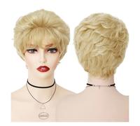 Parrucca Sintetica Riccia Grigia Ombre For Le Donne Parrucche Corte Da Mamma Vecchia Signora Ragazza Anni '60 Nonna Facile Da Indossare(Golden Blonde)