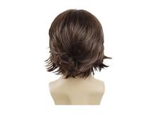 Parrucca sintetica riccia marrone corta da uomo 1pc parrucche naturali a strati for capelli soffici for l'uso quotidiano della festa Costume Cosplay padre