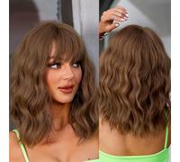 Parrucca Sintetica Rosa Ondulata Corta Da Donna Per Feste Quotidiane, Resistente Al Calore, Alla Moda Lolita