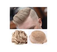 Parrucca, Sistema di sostituzione dei capelli umani Remy for uomo, toupet, posticci for capelli da uomo, base in pizzo francese con,Capelli toupet(Platinum Blonde,7x9)