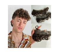 Parrucca sostitutiva Parrucca for uomo con attaccatura dei capelli, capelli umani ricci, a forma di V, in pelle sottile, attaccatura dei capelli sulla fronte, parrucchino for uomo Quotidiana(4#)