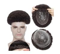 Parrucca sostitutiva Parrucchino afro for uomo nero, parrucca da con ricciolo crespo 6 mm 8X10" Base completa in PU Protesi for capelli maschili V-loop Densità del 130% Unità di umani veri Quotidiana