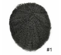 Parrucca Toupee Uomo Afro Riccio Cap Base PU PU in Real Human Hair Nera