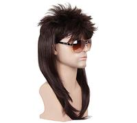 Parrucca triglia da uomo anni '80, accessorio per feste in maschera, cosplay (marrone)