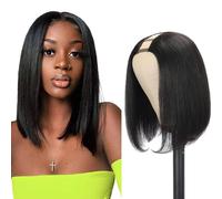 Parrucca U Desire con parte a U, parrucca caschetto liscia, capelli umani per donne nere, capelli brasiliani Remy da 12 pollici, parrucche corte