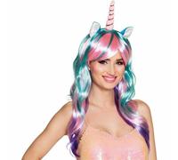 Boland 85818 - Parrucca Unicorn Daydream, con orecchie e corno, capelli lunghi lisci, carnevale, halloween, festa in maschera, travestimento, teatro