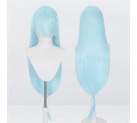 Parrucca universale extra lunga da 120 cm/47,2 pollici, parrucca lunga diritta con botto for cosplay fai da te festa di Halloween Lolita Dress Styling(Baby blue)