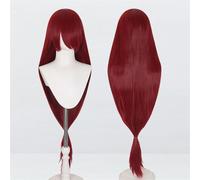 Parrucca universale extra lunga da 120 cm/47,2 pollici, parrucca lunga diritta con botto for cosplay fai da te festa di Halloween Lolita Dress Styling(Dark red)