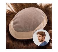 Parrucca uomo 6" Sistema di capelli umani lisci Fine Mono Top e perimetro in PU Parrucchino da uomo Densità 120% 4# Colore marrone Protesi for maschili traspirante Parrucca(7x9)