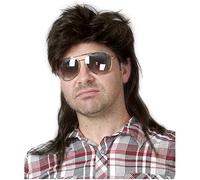 Parrucca Uomo Black Mullet 80's Mullet Wig Men Parrucca Capelli Sintetici Lunghi Cosplay Halloween Costume Party