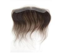 Parrucca Uomo Dritta Marrone 0,06 Mm Con Attaccatura Frontale A V For 16 Cm Capelli Umani, Pelle Ultra Sottile, PU protesi Capillare Uomos Hair Pieces Replacement(16x1.5cm,Dark Brown)