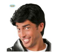 Parrucca Uomo Nera Corta Grease Elvis Brillantina Travestimento