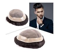 Parrucca uomo Parrucca da uomo con capelli umani, posticci for, fini, mono, in PU, protesi for maschili, 6" unità di sostituzione dei indiani Remy for, colore marrone 2#(7x9)