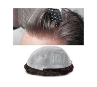 Parrucca uomo Protesi for capelli maschili in pelle PU ultra sottile da 0,02 mm a,04, tutti i pezzi di annodati a mano con V-Loop for uomo, unità sistema for umani indiani(Darkest Brown,8x10)