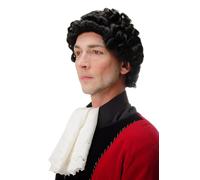 Parrucca Uomo Qualità Barocco Nobiluomo Nobile Lord Corto Ricci Nero