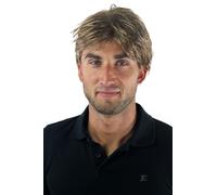 Parrucca Uomo Uomini Corto Giovane Casual Alla Moda Biondo Scuro Riga GFW967