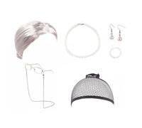 Parrucca Vecchia Set Halloween Cosplay Divertente Bracciale Occhiali