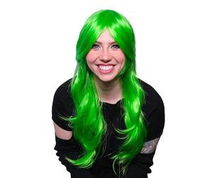 Parrucca verde - Capelli ondulati da 20 pollici per feste in maschera - Costumi cosplay - Parrucche in maschera per feste in maschera - Accessori per travestimenti - Addio al nubilato - Di TRIXES