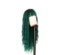 Parrucca Verde Riccia Lunga Per Cosplay, Parrucca Sintetica Con Frangia Per Feste Quotidiane In Costume Da Donna Adulta