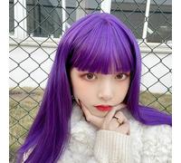Parrucca Viola Femminile Capelli Medio Lunghi Manga Scoppi Capelli Clavicola