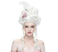 Parrucca vittoriana Costume Floreale Vintage Halloween del Settecento | Accessori per Capelli Cosplay Parrucca Barocca a per di Ruolo Mascherata Carnevale Palco Foto Prop
