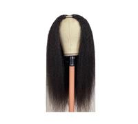 Parrucca Yaki Kinky Straight con riga a V for donne nere, senza colla, con riga a U, densità 150(16inch)