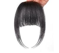Parrucche 1 pezzo, parrucca da donna con frangia piatta, 14 cm/5,5 pollici nero naturale/marrone chiaro, frangia d'aria naturale senza traccia Cosplay Capelli