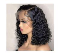 Parrucche 13*4 Veletta Frontale Vergine Brasiliana Onda Profonda Capelli Umani Densità del 180% Pre-Pizzicato Parte Laterale Parrucche Caschetto Corto for Donna Nera Parrucca da donna(13*5*2,12 inches