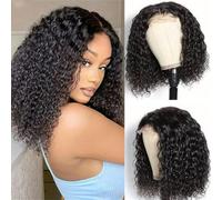 Parrucche 13x 4x 1 Parrucca frontale in pizzo con capelli veri, ricci e crespi, con capelli umani,per donne(8inch)