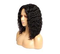 Parrucche 14inches parrucche corte ricci profonde for le donne nere parrucca brasiliana sintetica con capelli neri naturali del colore naturale medio parrucca in fibra (Color : 02, Size : 16in)