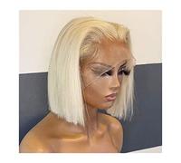 Parrucche 613 Parrucca caschetto bionda Parrucca corta diritta Pre pizzicata T Parrucche di capelli umani in pizzo con capelli for bambini Capelli brasiliani 8-16 "Parrucca caschetto diritta trasparen