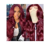 Parrucche 99J Borgogna 13X4 Parrucche Anteriori Del Merletto Parrucca di Capelli Umani Onda Del Corpo for Donne Nere Capelli Remy Brasiliani Color Vino Rosso Senza Colla Pre Pizzicati con i Capelli de